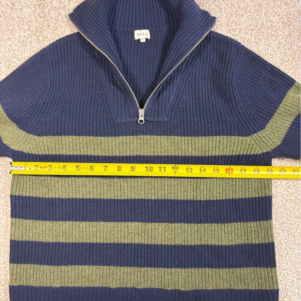 Kule Morgan Wool Cashmere Striped 1/4 Zip Sweater Size small - Picture 5 of 7